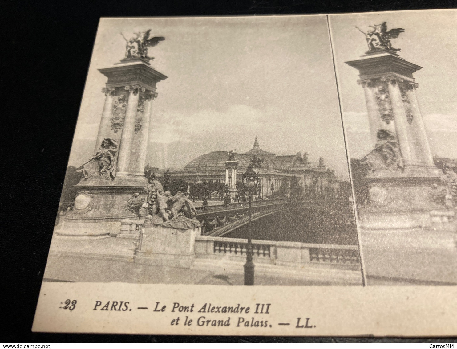 Paris RARE Carte Postale Stéréo Le Pont Alexandre III Et Le Grand Palais - Stereoscopische Kaarten