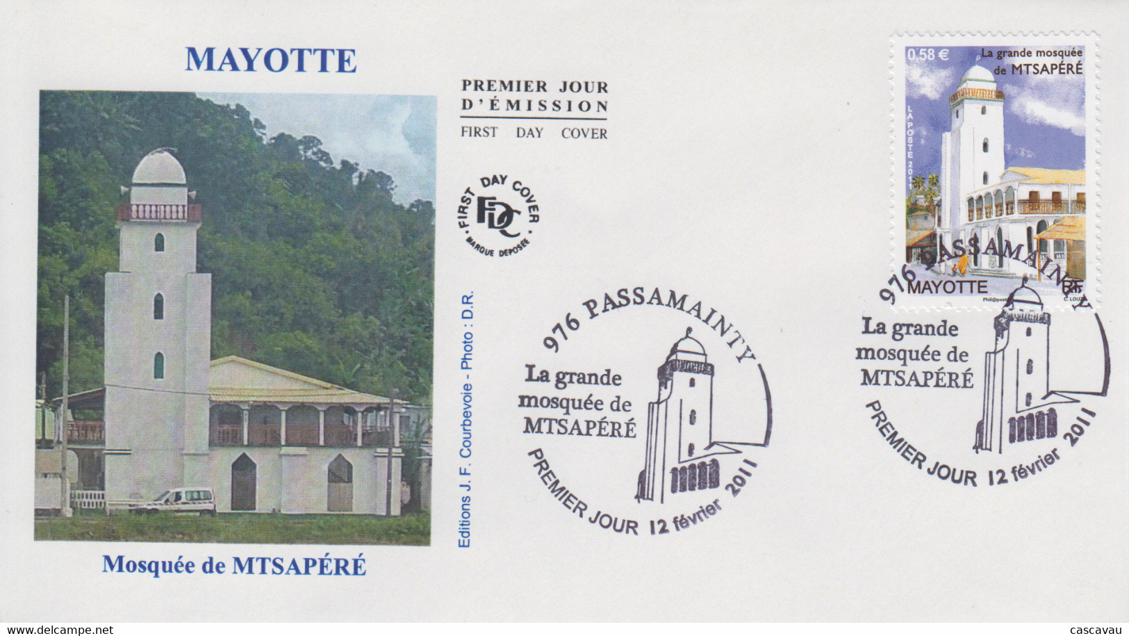 Enveloppe  FDC  1er  Jour   MAYOTTE    La   Grande   Mosquée   De   MTSAPERE   2011 - Mosques & Synagogues