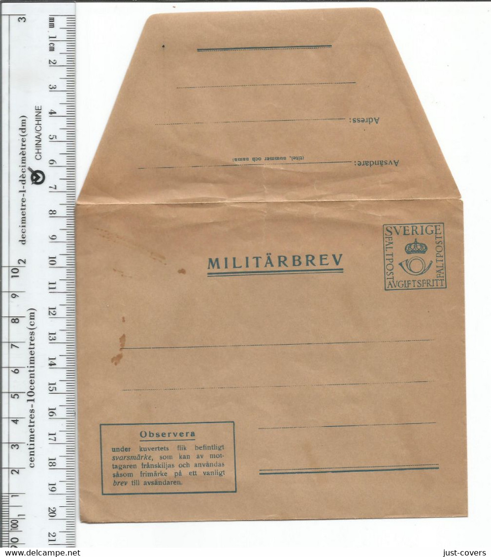 Sweden Militarbrev (Military Letter) Cover Unused............................(Box 9) - Militaires