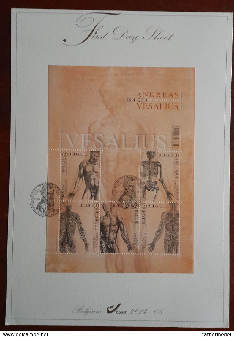 Année 2014 : FDS 2014-08- 4416-4420 Du Bloc 215 - 500ème Anniversaire D'André Vésale - 2011-2014