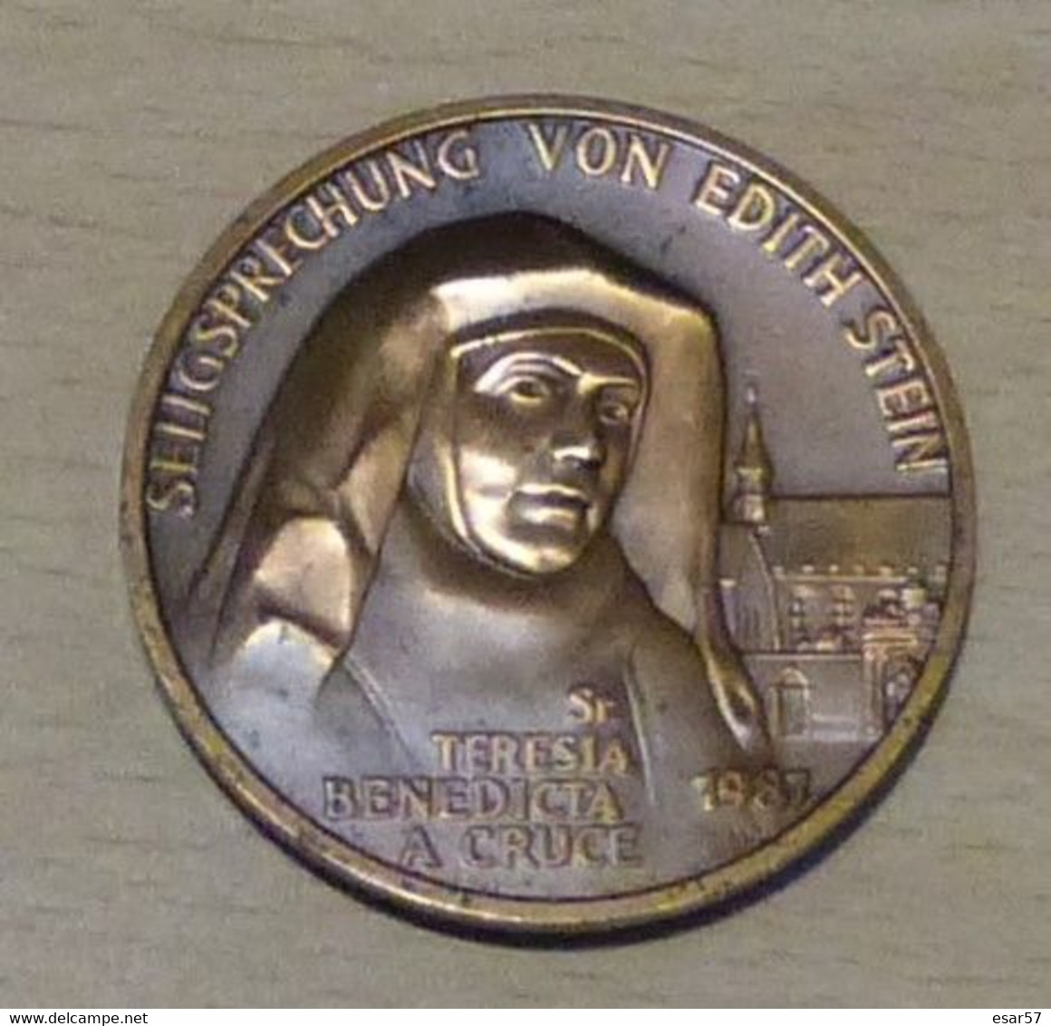 Medaille En Cuivre Jean-Paul II Et Ste Edith Stein Au Revers 1987 - Sonstige & Ohne Zuordnung