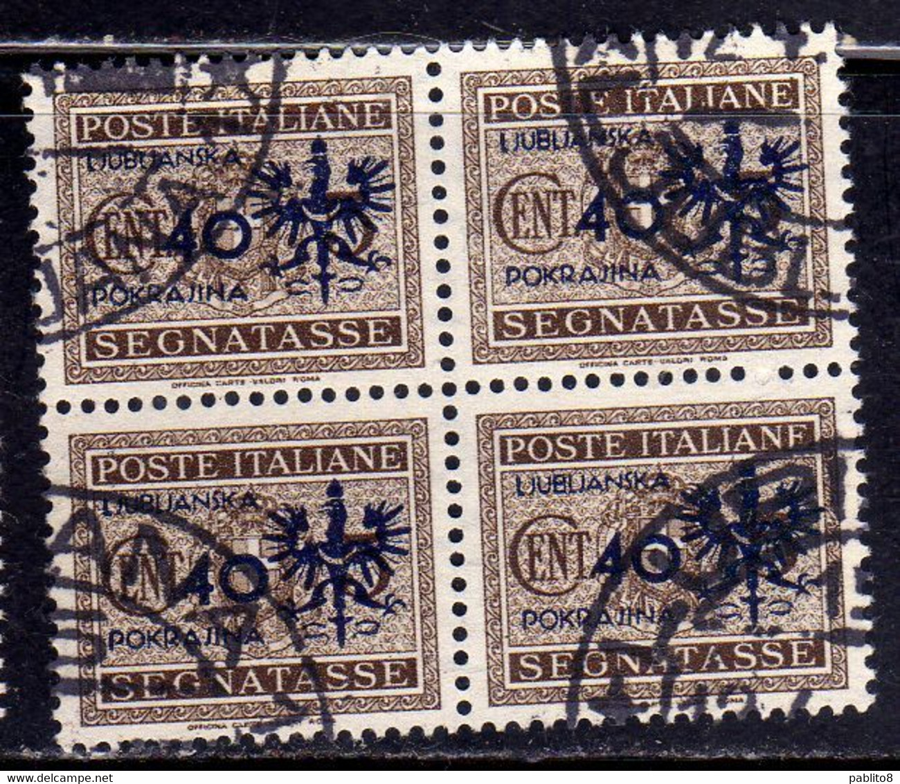 LUBIANA 1944 OCCUPAZIONE TEDESCA GERMAN OCCUPATION SEGNATASSE POSTAGE DUE TASSE TAXE CENT. 40c USATO USED OBLITERE' - German Occ.: Lubiana