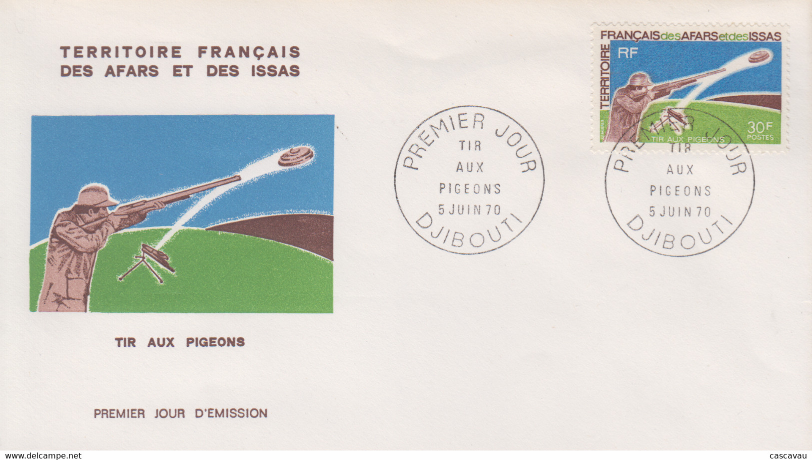 Enveloppe  FDC   1er  Jour  TERRITOIRE  FRANCAIS  Des  AFARS  Et  ISSAS     Tir  Aux  Pigeons     1970 - Other & Unclassified