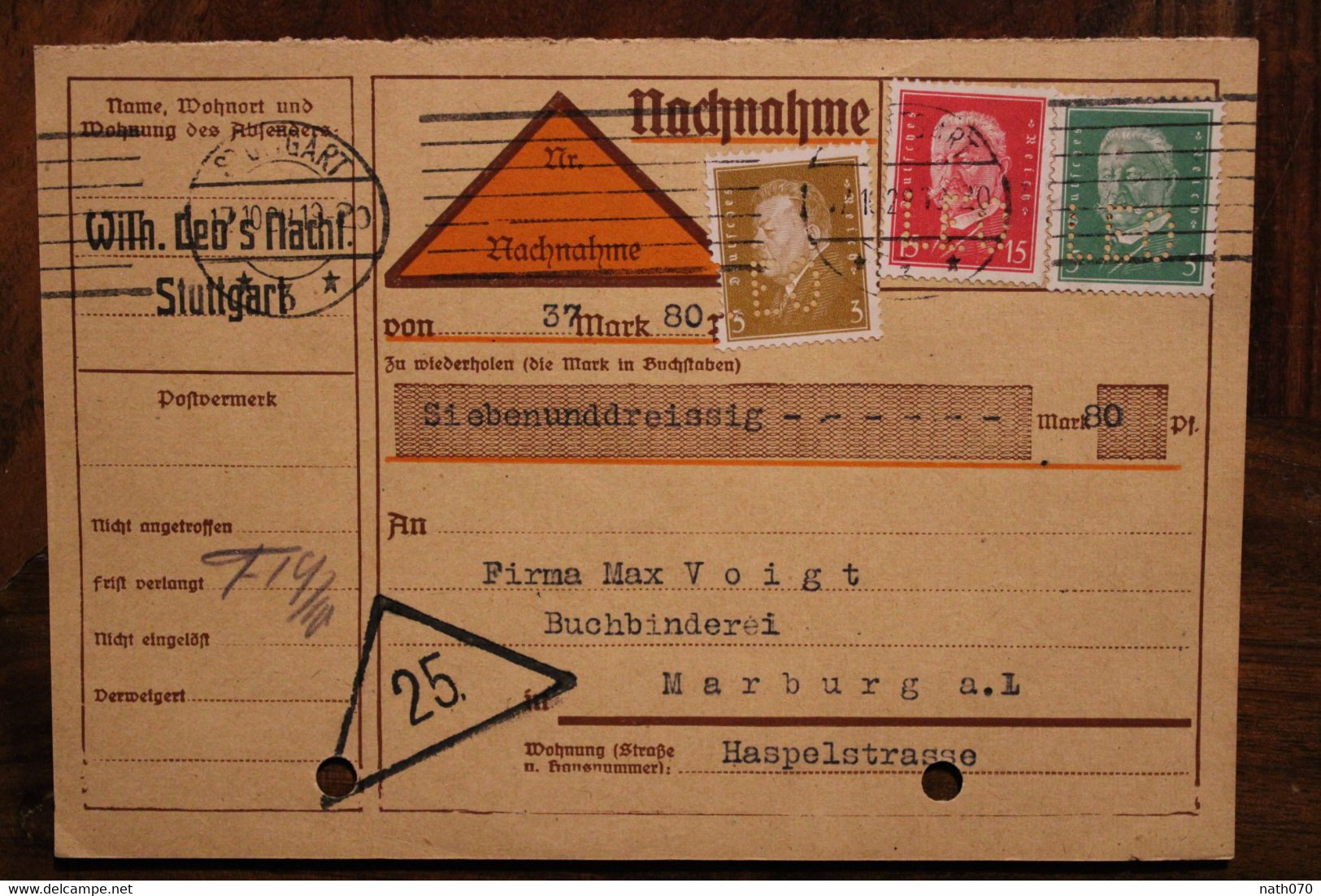 1929 Nachname Perforiert Perfin LEO Deutsche Reich Allemagne Cover Entier Perforé - Cartas & Documentos