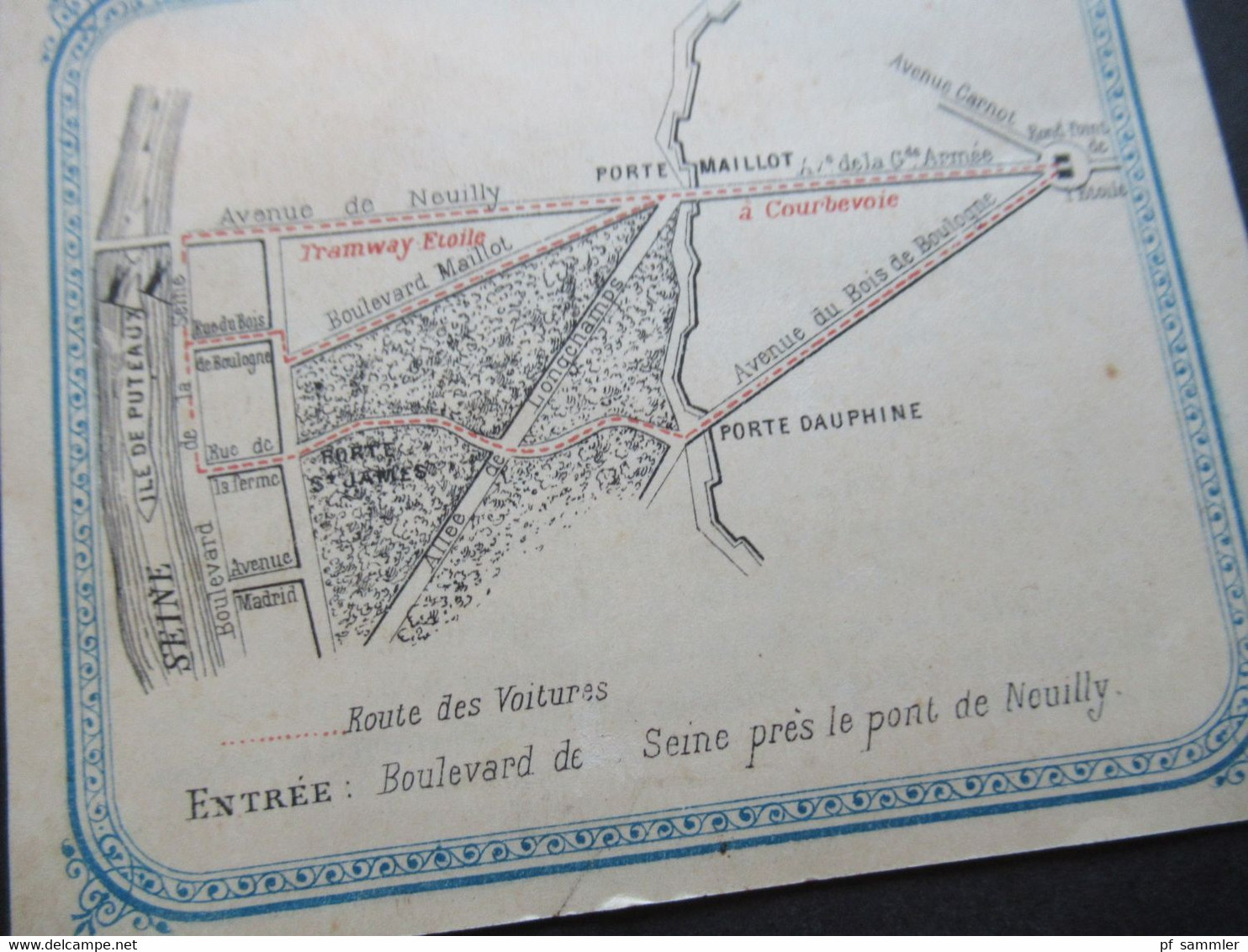 1897 Werbung Klappkarte / Stadtplan Societe de Sport De L'Ile de Puteaux Paris Lawn Tennis and Boating Tennis Club