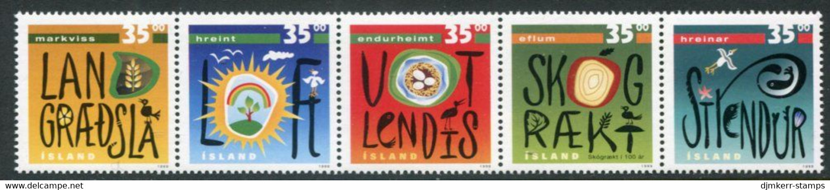 ICELAND 1999 Nature Protection Strip MNH / **.  Michel 919-23 - Unused Stamps