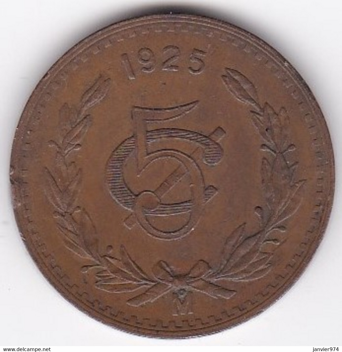 Mexique 5 Centavos 1925 Mo, En Cuivre, KM# 422 - Mexico
