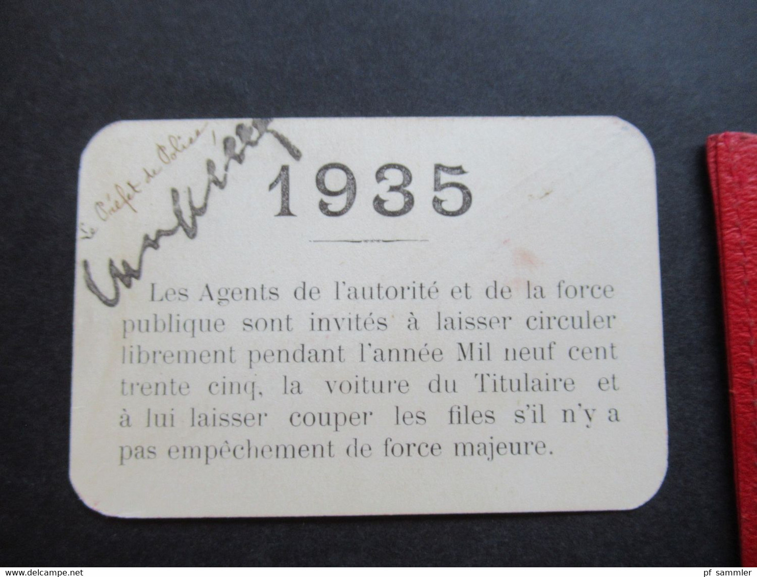 Auto / Voiture Frankreich 1937 Maison de Sante du Gardien de la Paix Membre Bienfaiteur Baron Brincard mit Hülle