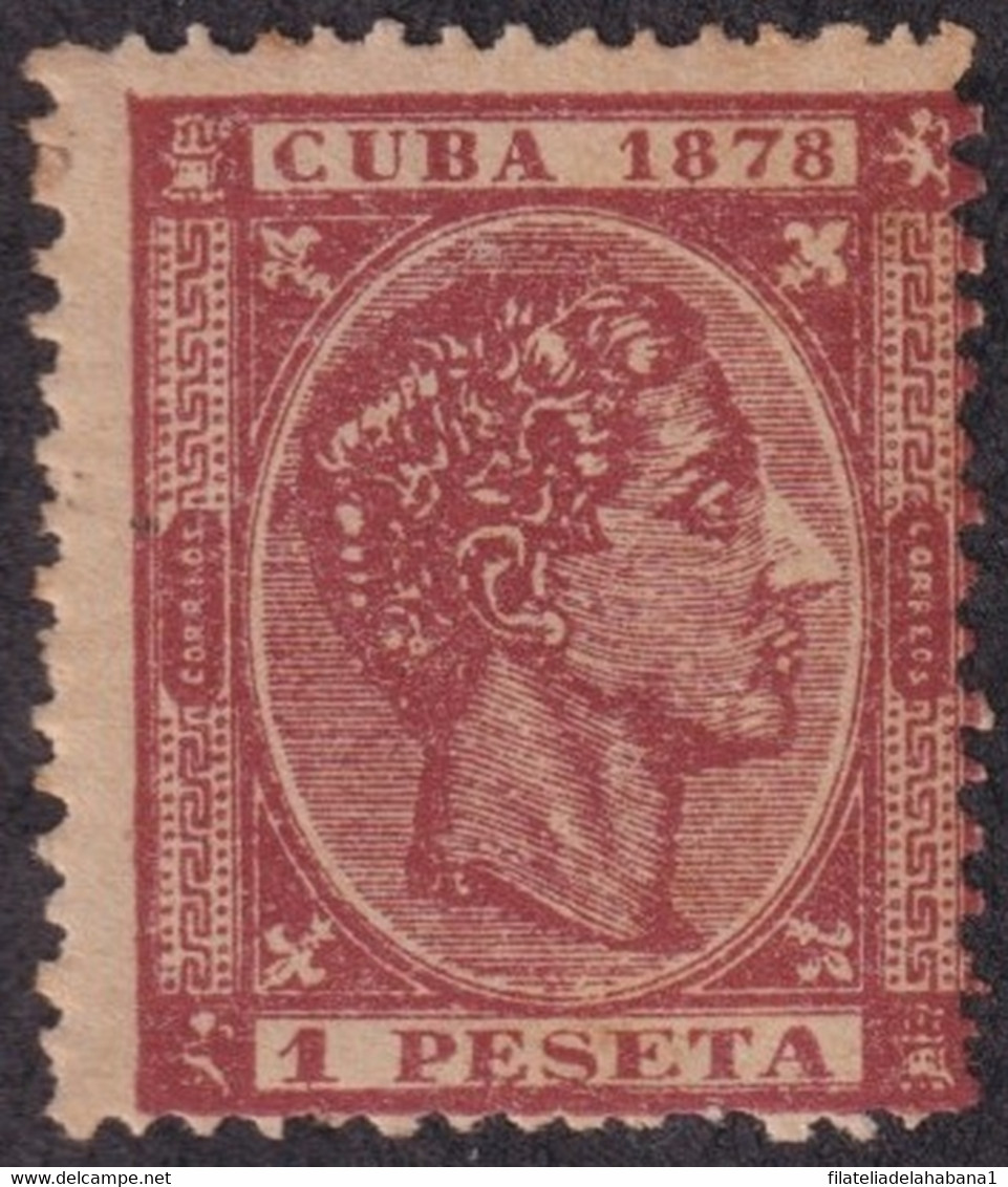 1878-192 CUBA ESPAÑA SPAIN ANTILLAS 1878 ALFONSO XII 1 Pta PHILATELIC FORGERY. - Prefilatelia