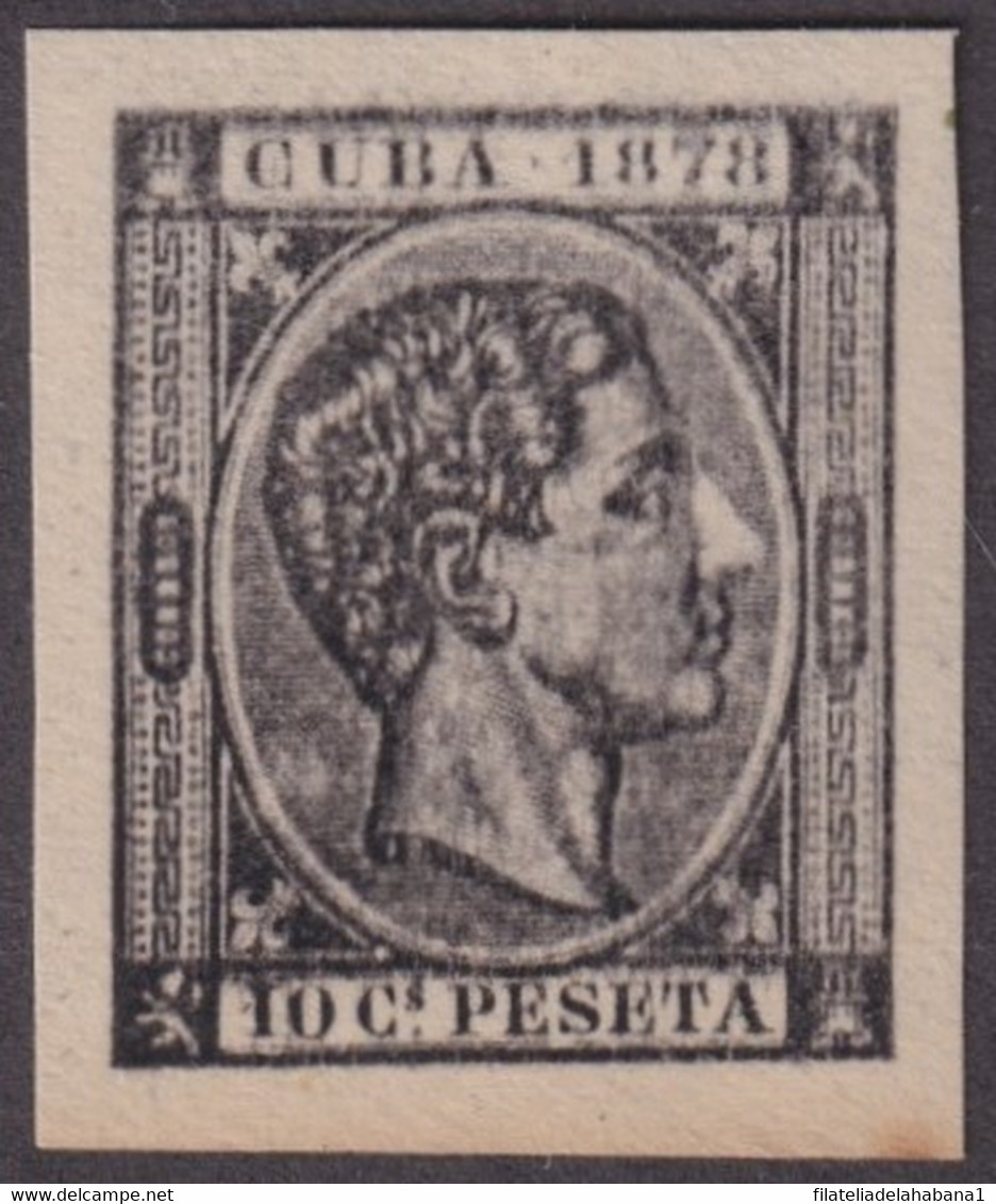 1878-193 CUBA ESPAÑA SPAIN ANTILLAS 1878 ALFONSO XII 10c PHILATELIC FORGERY NOT ISSUE IMPERFORATED. - Prefilatelia