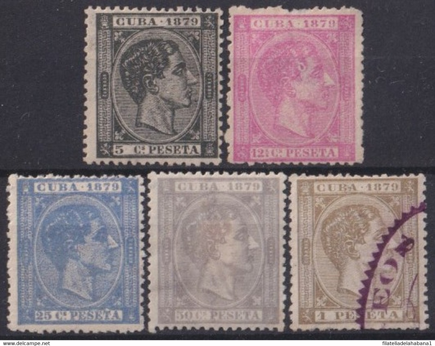 1879-161 CUBA ESPAÑA SPAIN ANTILLAS 1879 ALFONSO XII 12 1/2c - 1 Pta UNUSED (NO 10c). - Prephilately