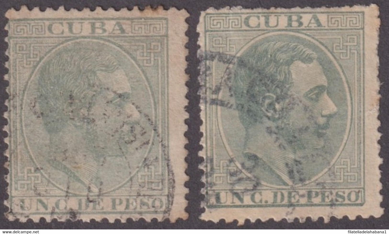 1884-306 CUBA ESPAÑA SPAIN ANTILLAS 1884 ALFONSO XII 1c CANCEL TIPO I & III. - Prefilatelia