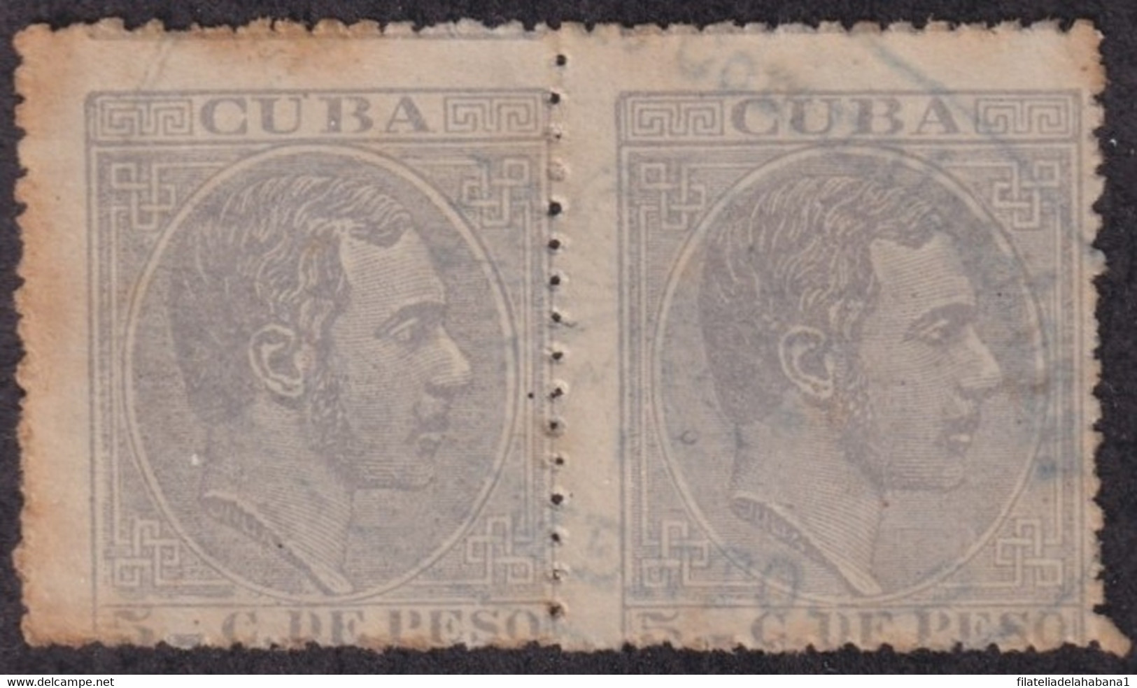 1884-307 CUBA ESPAÑA SPAIN ANTILLAS 1884 ALFONSO XII 5c TELEGRAPH CANCEL. - Prephilately