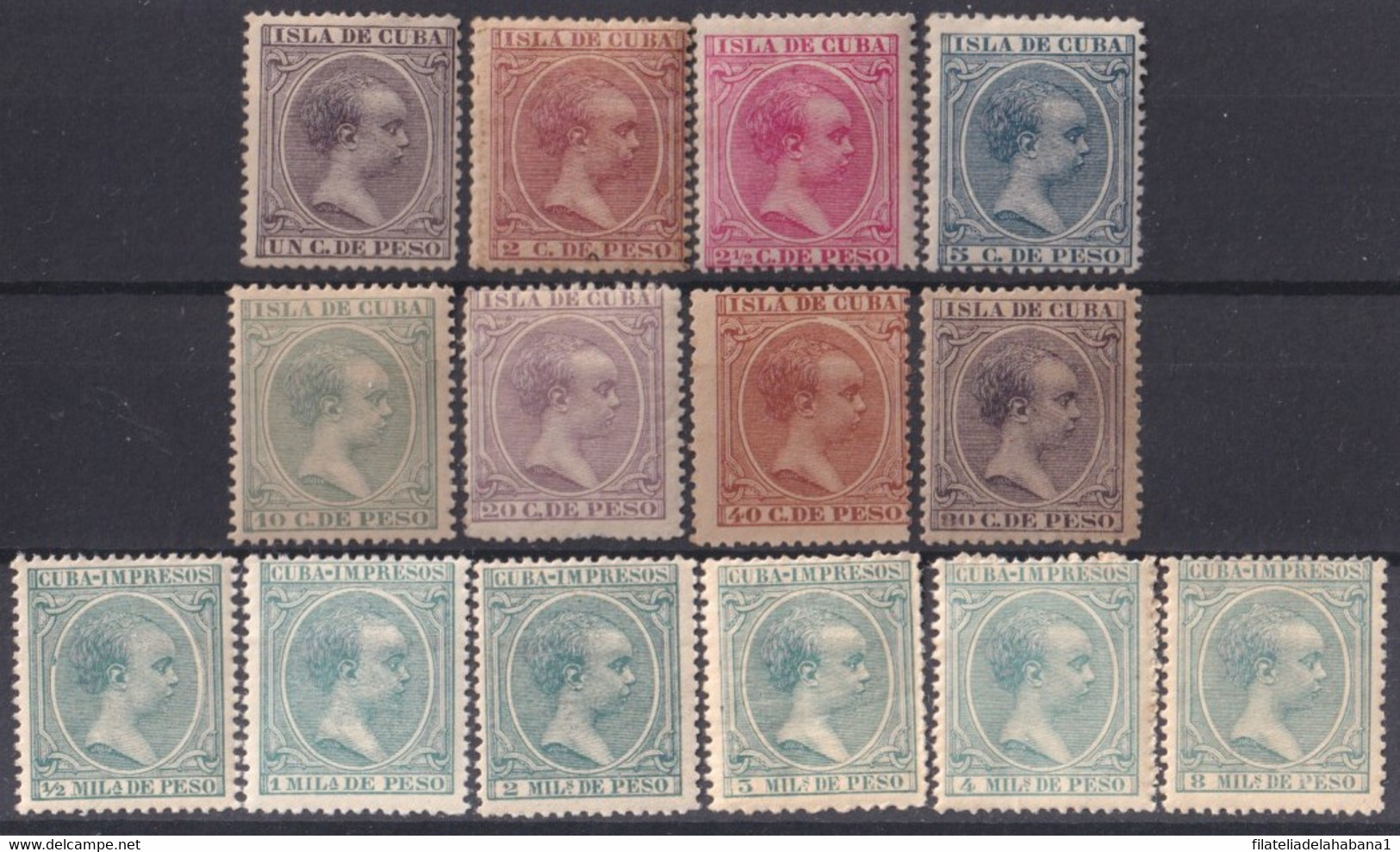 1896-278 CUBA ESPAÑA SPAIN ANTILLAS 1896 ALFONSO XIII COMPLETE SET ORIGINAL GUM. - Prefilatelia