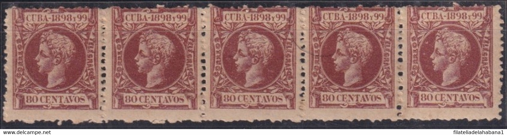 1898-345 CUBA ESPAÑA SPAIN ANTILLAS 1898 ALFONSO XIII 80c TRYP 5 ORIGINAL GUM. - Voorfilatelie