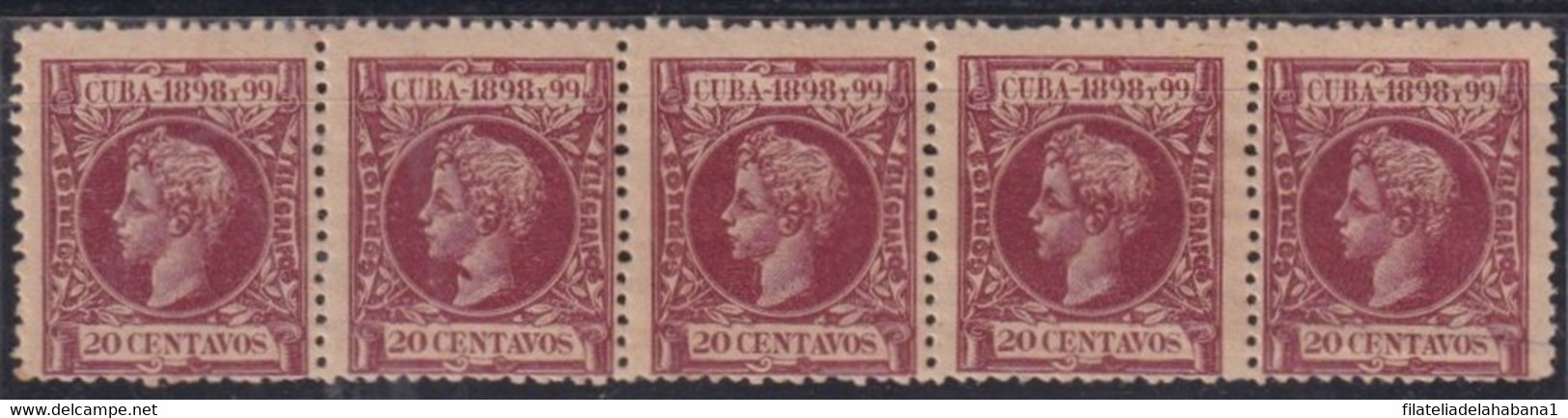 1898-346 CUBA ESPAÑA SPAIN ANTILLAS 1898 ALFONSO XIII 20c TRYP 5 ORIGINAL GUM. - Vorphilatelie