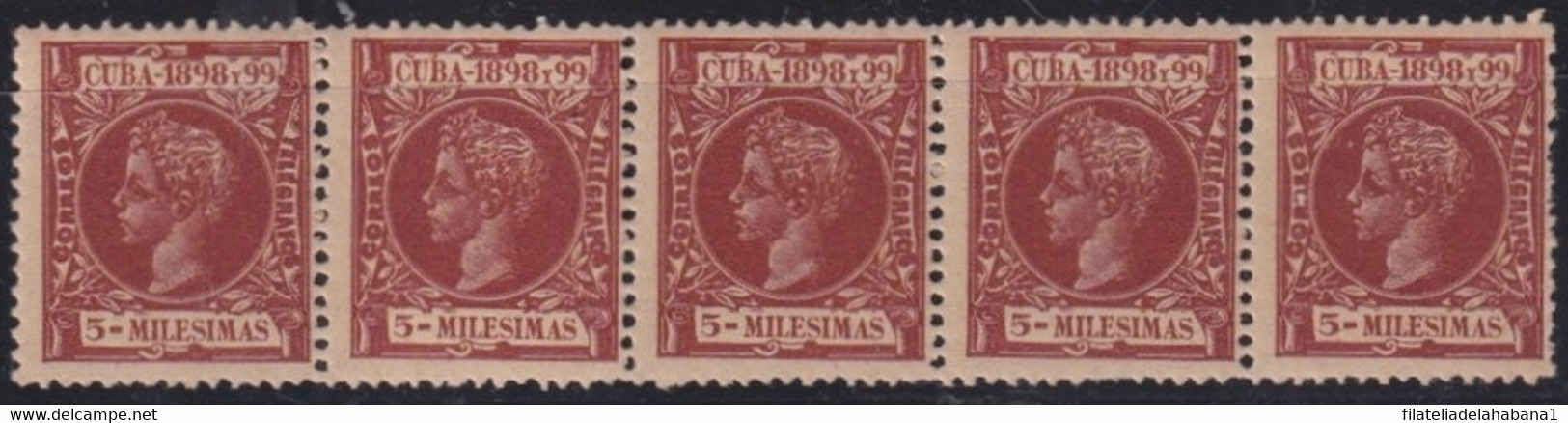 1898-347 CUBA ESPAÑA SPAIN ANTILLAS 1898 ALFONSO XIII 5ml TRYP 5 ORIGINAL GUM. - Prephilately