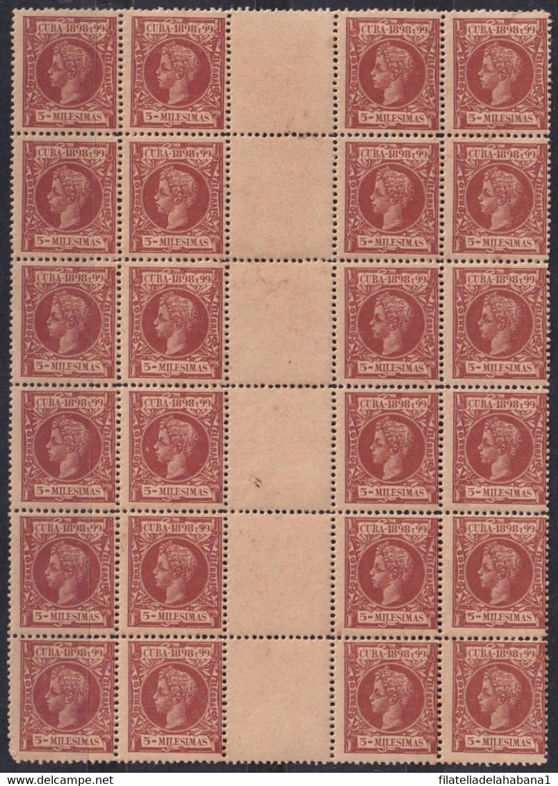 1898-348 CUBA ESPAÑA SPAIN ANTILLAS 1898 ALFONSO XIII 5ml BLOCK 24 ORIGINAL GUM. - Voorfilatelie