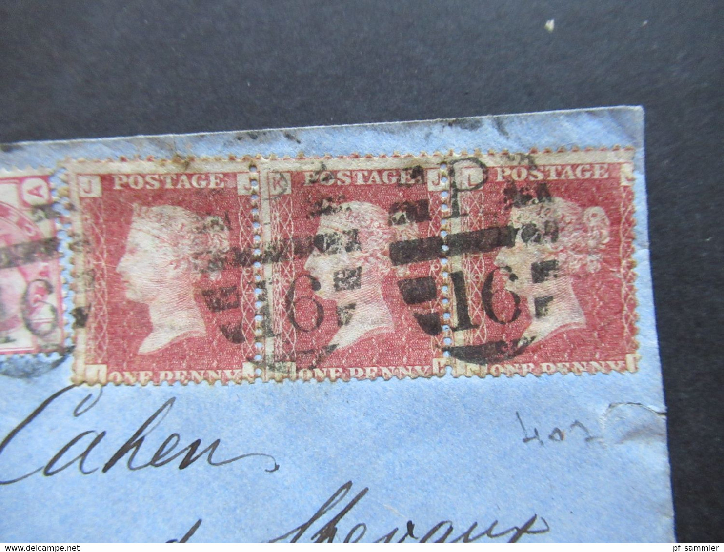 30.12.1874 London Paddington Registered Letter Nummernstempel P 16 Nach Rouen France Nr.16 Waag. 3er Streifen!! - Storia Postale