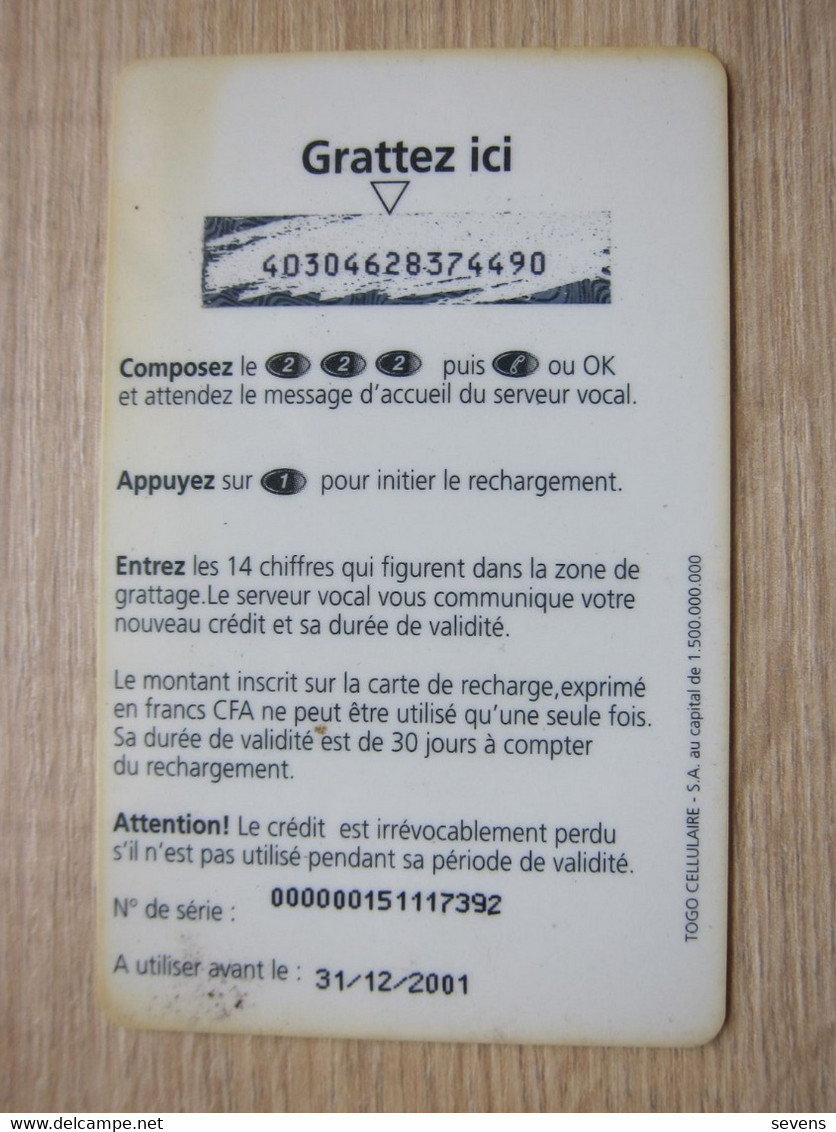 Togocel Rechargeable Phonecard,Libertis, 4500 FCFA - Togo