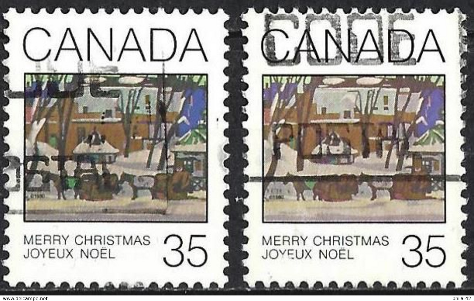 Canada 1980 - Mi 783 - YT 751 ( Christmas - Draiwing By Kathleen Morris ) Two Shades Of Color - Variétés Et Curiosités