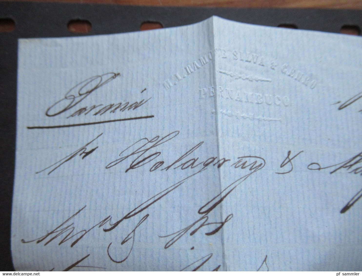 Brasilien Pernambuco 1865 Schiffspost über London nach Bordeaux handschriftl. Parana Stp. GB 1F 60C rückseitig 6 Stempel