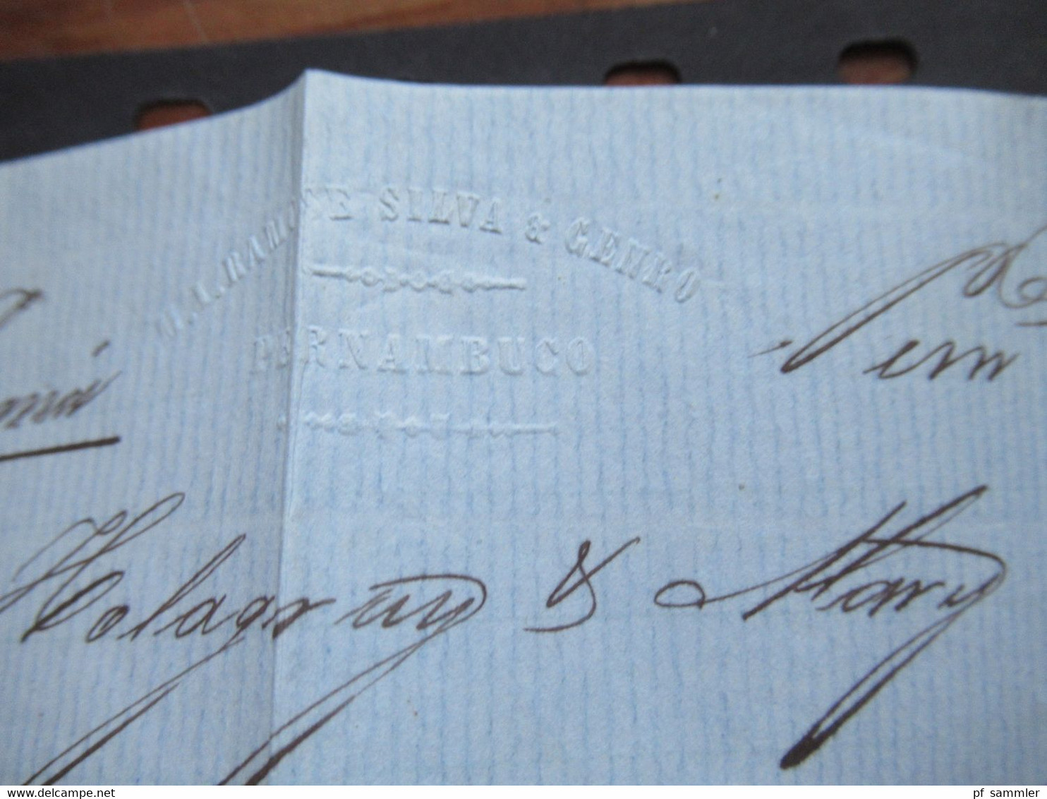 Brasilien Pernambuco 1865 Schiffspost über London nach Bordeaux handschriftl. Parana Stp. GB 1F 60C rückseitig 6 Stempel