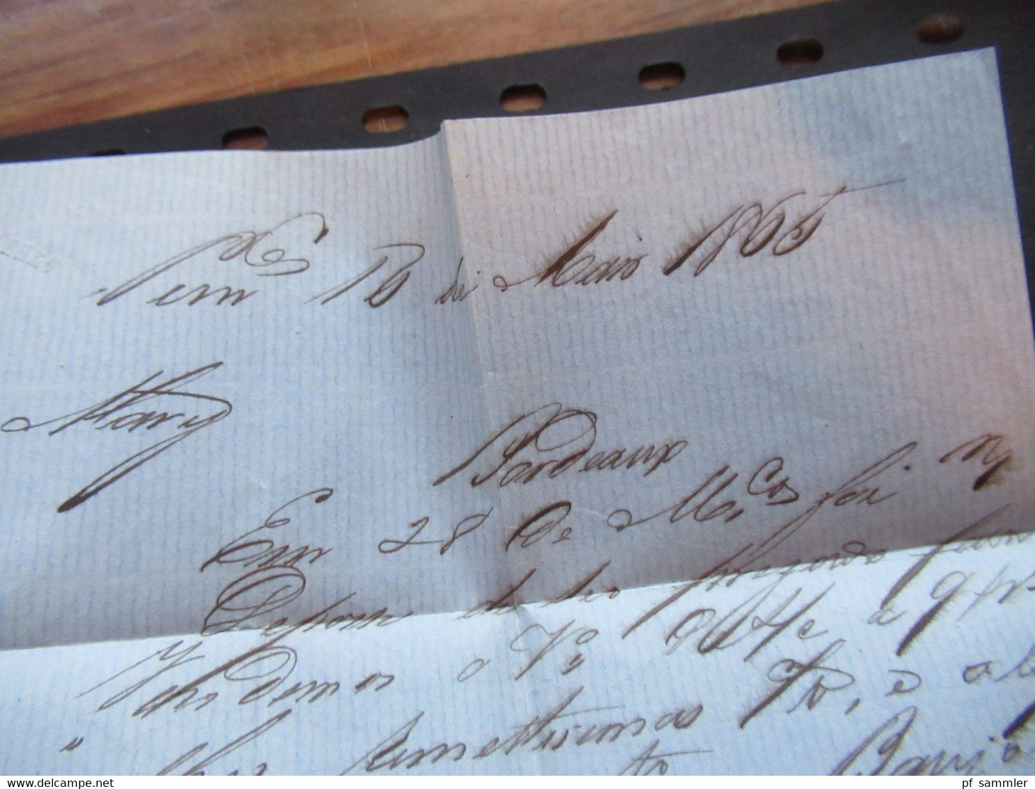 Brasilien Pernambuco 1865 Schiffspost über London nach Bordeaux handschriftl. Parana Stp. GB 1F 60C rückseitig 6 Stempel