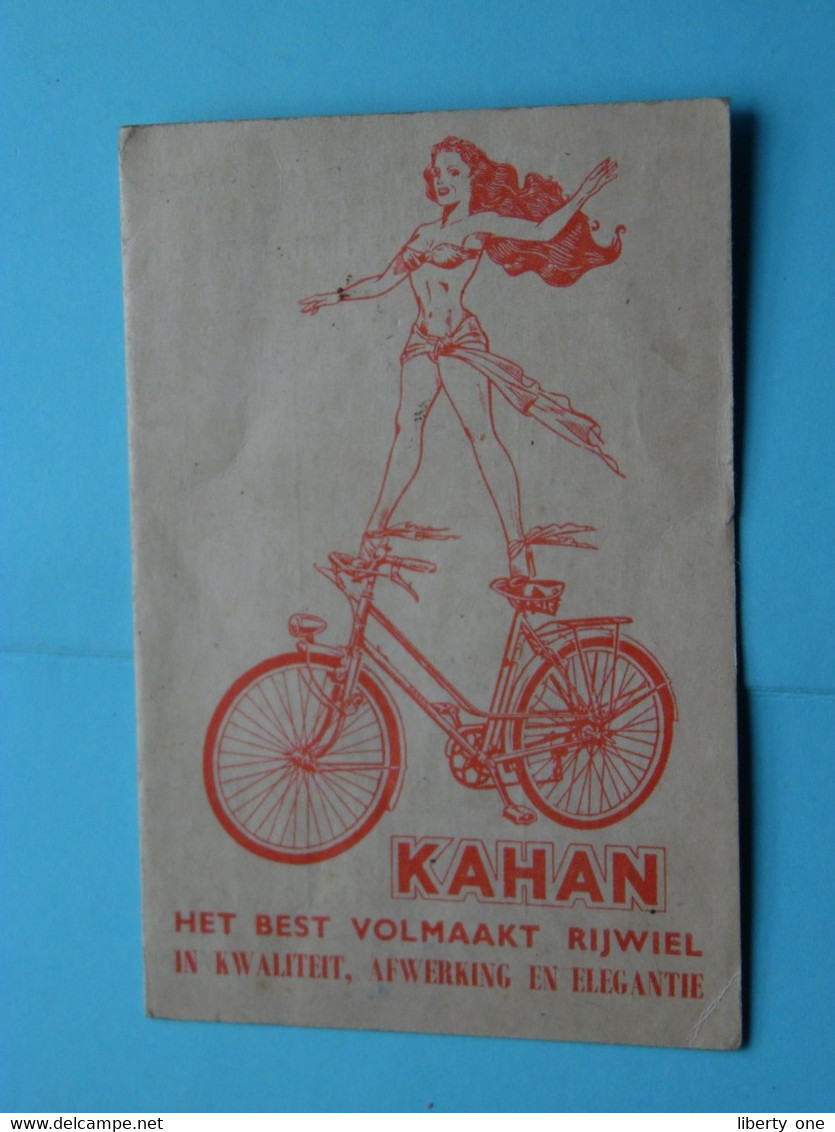 KAHAN Cycles / RIJWIEL / Fietsen > TABEL Der VERZETTEN > Kievitstraat ANTWERPEN ( Formaat +/- 12 X 8 Cm. ) Zie Scans ! - Pubblicitari