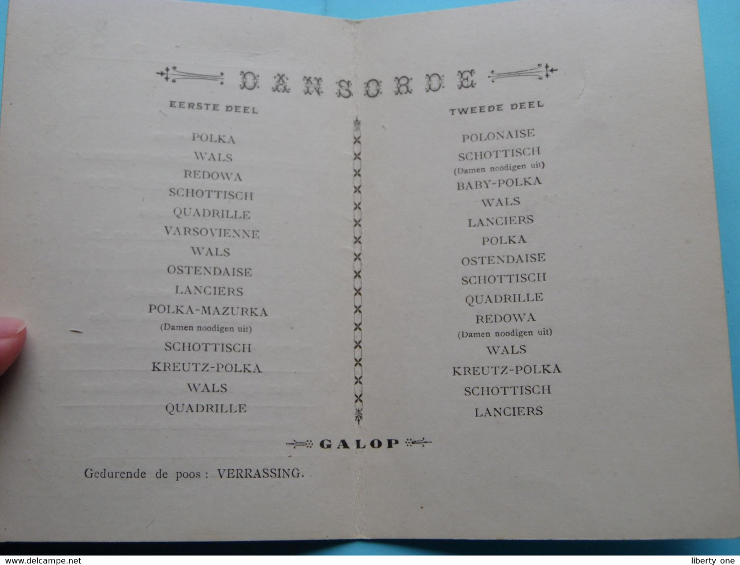 Feestpaleis " ALCAZAR " PRACHTIG VRIENDENBAL ( Dansorde ) 23 Dec 1899 > BURGERSBOND ( Zie Scans ) ! - Eintrittskarten