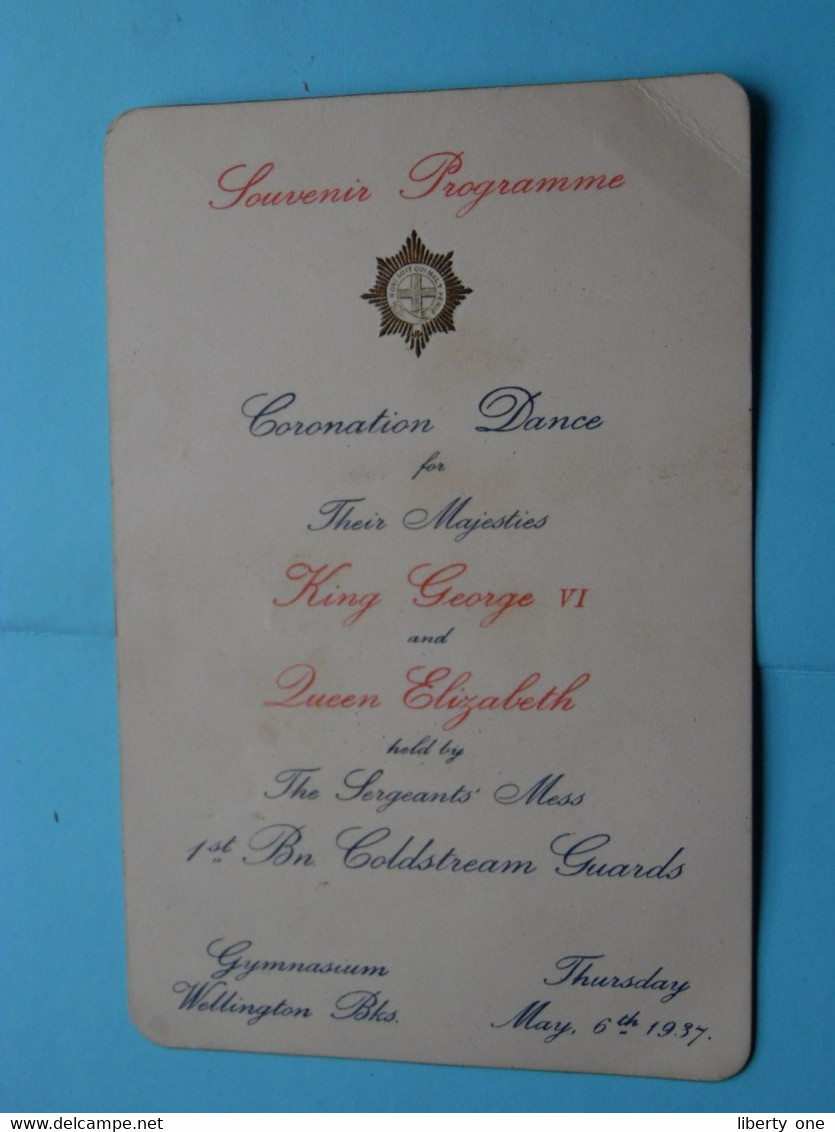 CORONATION DANCE For Their Majesties King GEORGE VI & Queen ELIZABETH > 1st Bn COLDSTREAM GUARDS > 6 May 1937 ! - Programme