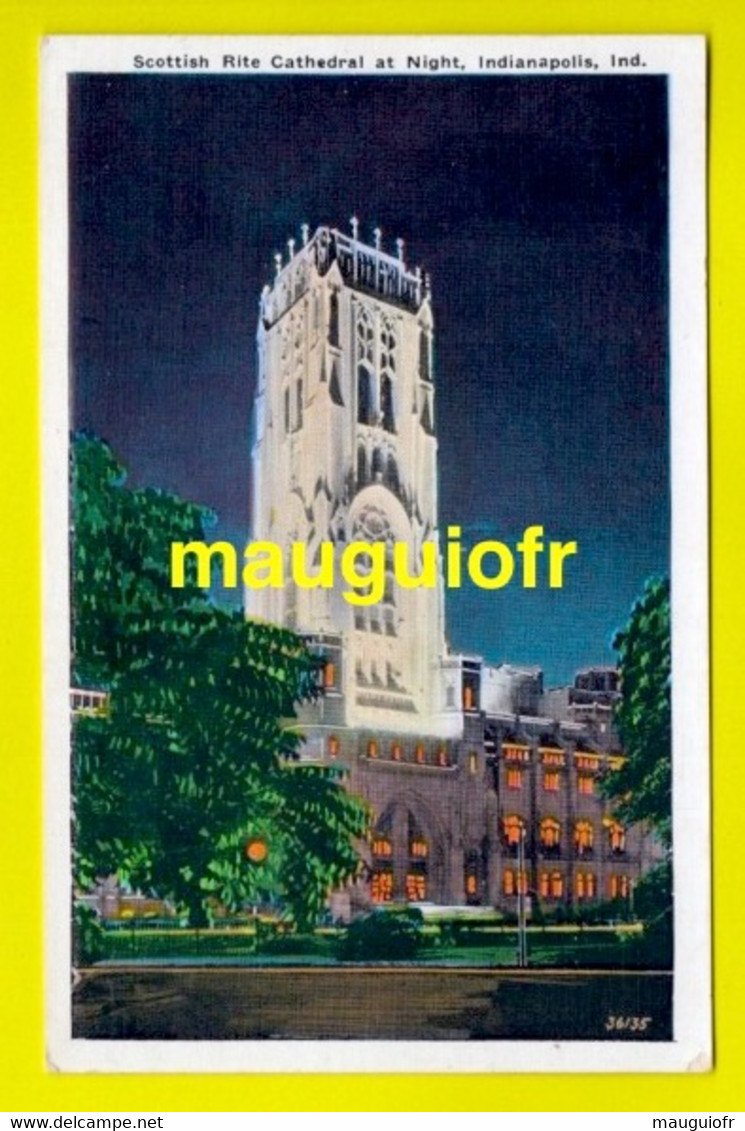 ETATS-UNIS / INDIANA / INDIANAPOLIS : SCOTTISH RITE CATHEDRAL AT NIGHT / FRANC MAÇONNERIE - Indianapolis