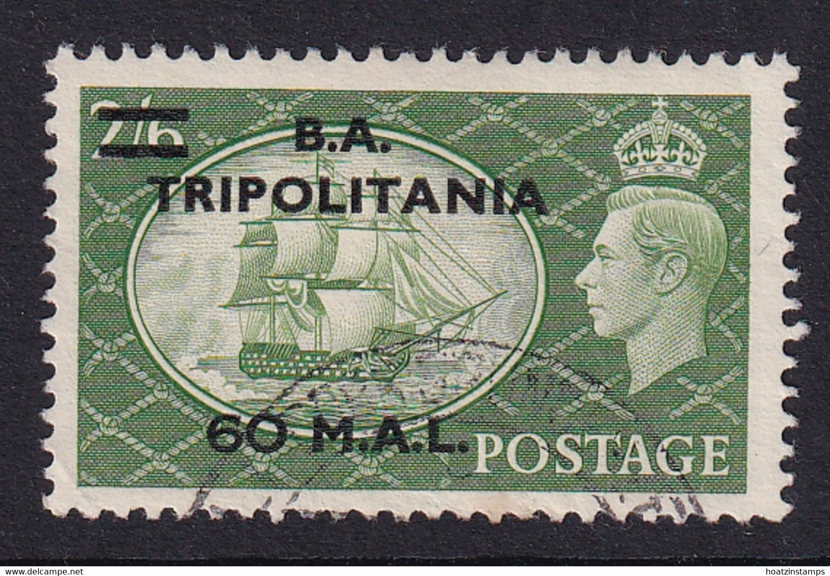 Tripolitania: 1951   KGVI 'B. A. Tripolitania' OVPT   SG T32    60l On 2/6d    Used - Tripolitania