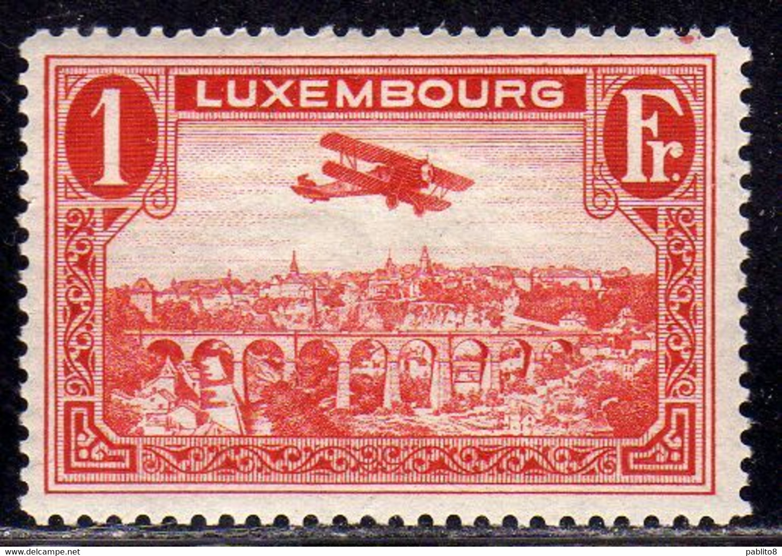 LUXEMBOURG LUSSEMBURGO 1931 1933 AIR POST STAMPS AIRMAIL AIRPLANE OVER POSTA AEREA 1fr MNH - Nuevos