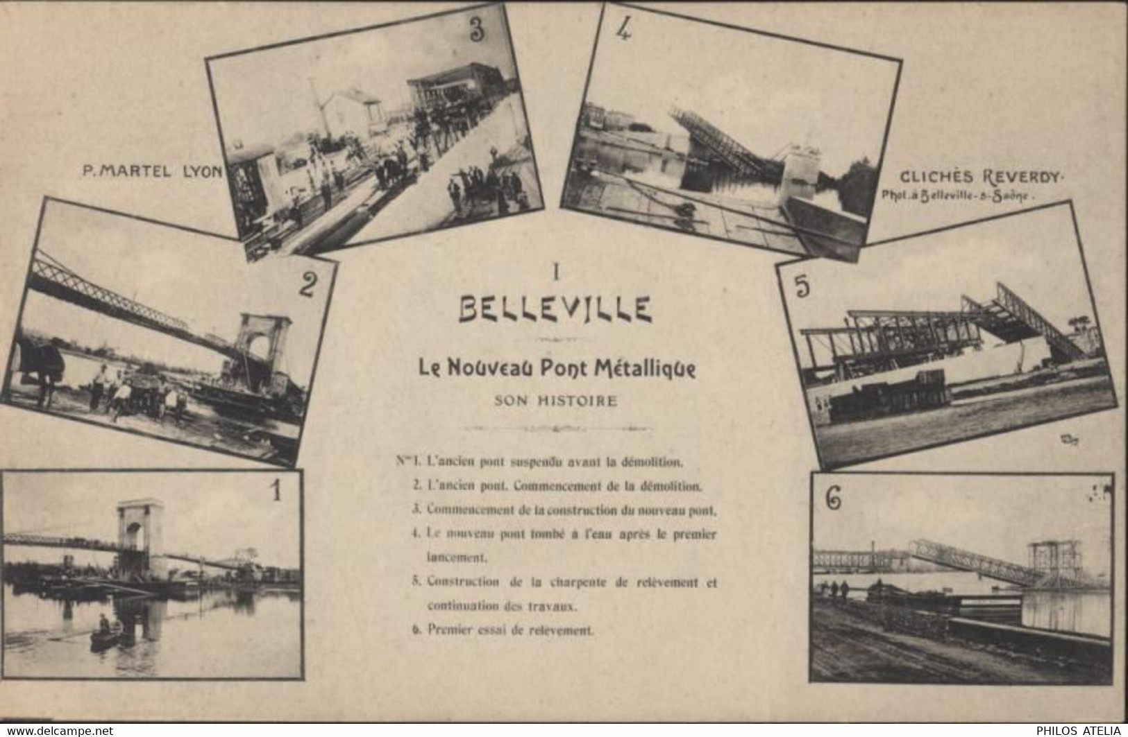 CPA CP Belleville Le Nouveau Pont Métallique Son Histoire Clichés Reverdy P Martel Lyon Non Voyagée - Belleville Sur Saone