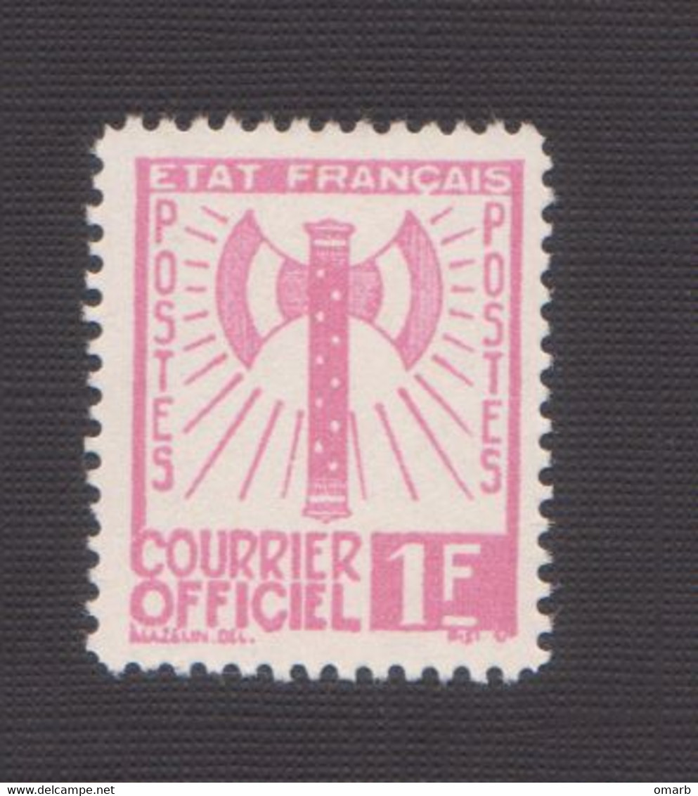 Fra752 Francia Francobollo Servizio "Francisque" | Courrier Officiel N.6 Timbre Service France | 1 Franc Rose  - 1943 - Nuevos