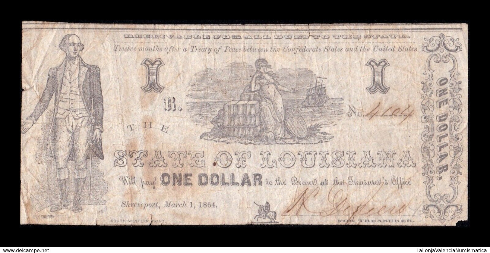 Estados Unidos United States 1 Dollar 1864 Pick S906 Civil War State Of Louisiana - Sonstige & Ohne Zuordnung