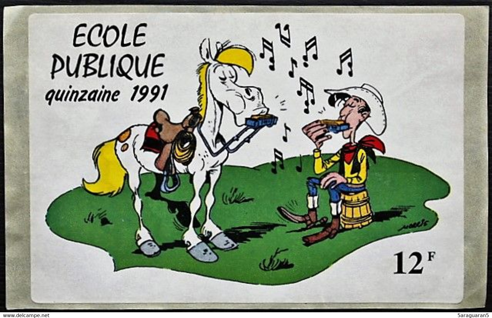 AUTOCOLLANT LUCKY LUKE - Quinzaine De L'école Publique 12F - 1991 - Autocollants