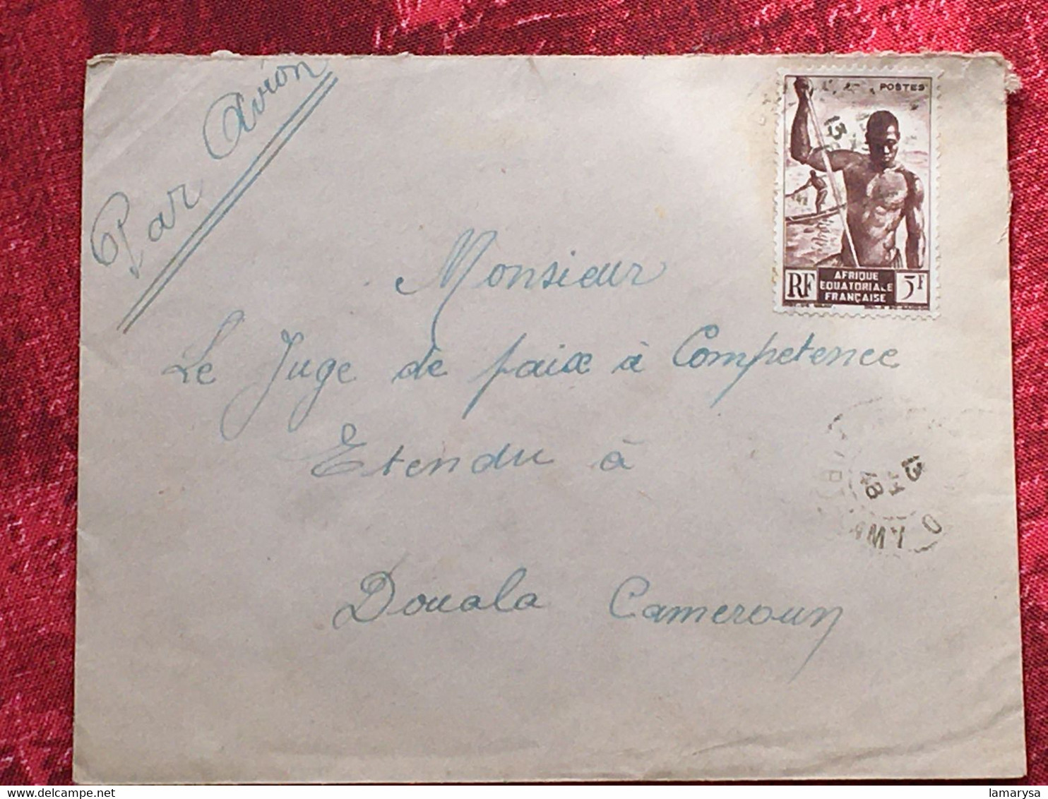 Fort-Lamy-Tchad--A.E.F. (1948 )-☛Douala Cameroun(ex-Colonie France)Timbre Poste Aérienne Lettre Document - Storia Postale