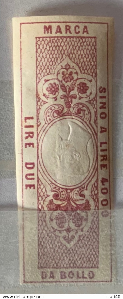 MARCHE DA BOLLO PER CAMBIOALI 1863 TESTA IN RILIEVO - LIRE 2   BRUNO ROSSO - VARIETA' TESTA ROVESCIATA - Revenue Stamps