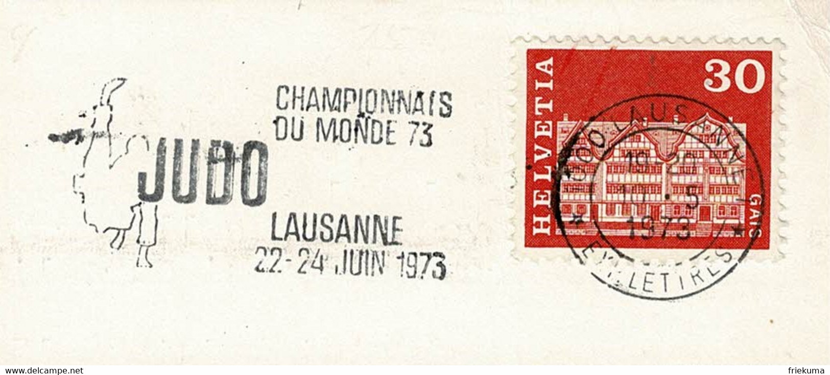 Schweiz / Helvetia 1973, Flaggenstempel Championnats Judo Lausanne - Zonder Classificatie