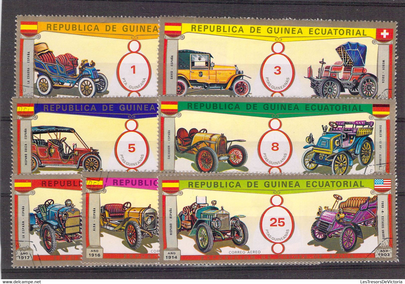 Lot Timbres Thème Voiture - Car - Coche - Republica Guinea Exposition De Voitures D'époque Et Timbres De Voitures Monaco - Voitures