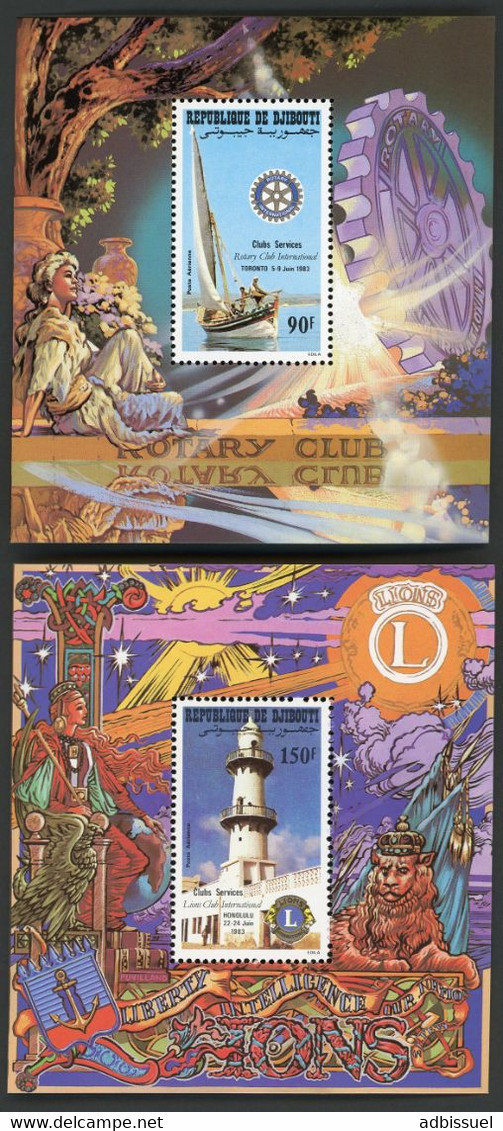 DJIBOUTI 2 Blocs Spéciaux COTE 25 € Poste Aérienne N° 188 + 189 MNH ** 1983 ROTARY TORONTO / LIONS HONOLULU. TB/VG - Djibouti (1977-...)