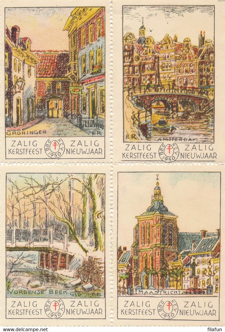 Nederland - 1950 - 29x Vignet / Sluitzegel Kerstwens BBO NCV - Tuberculose - Compleet Vel En Los Blok - Disease