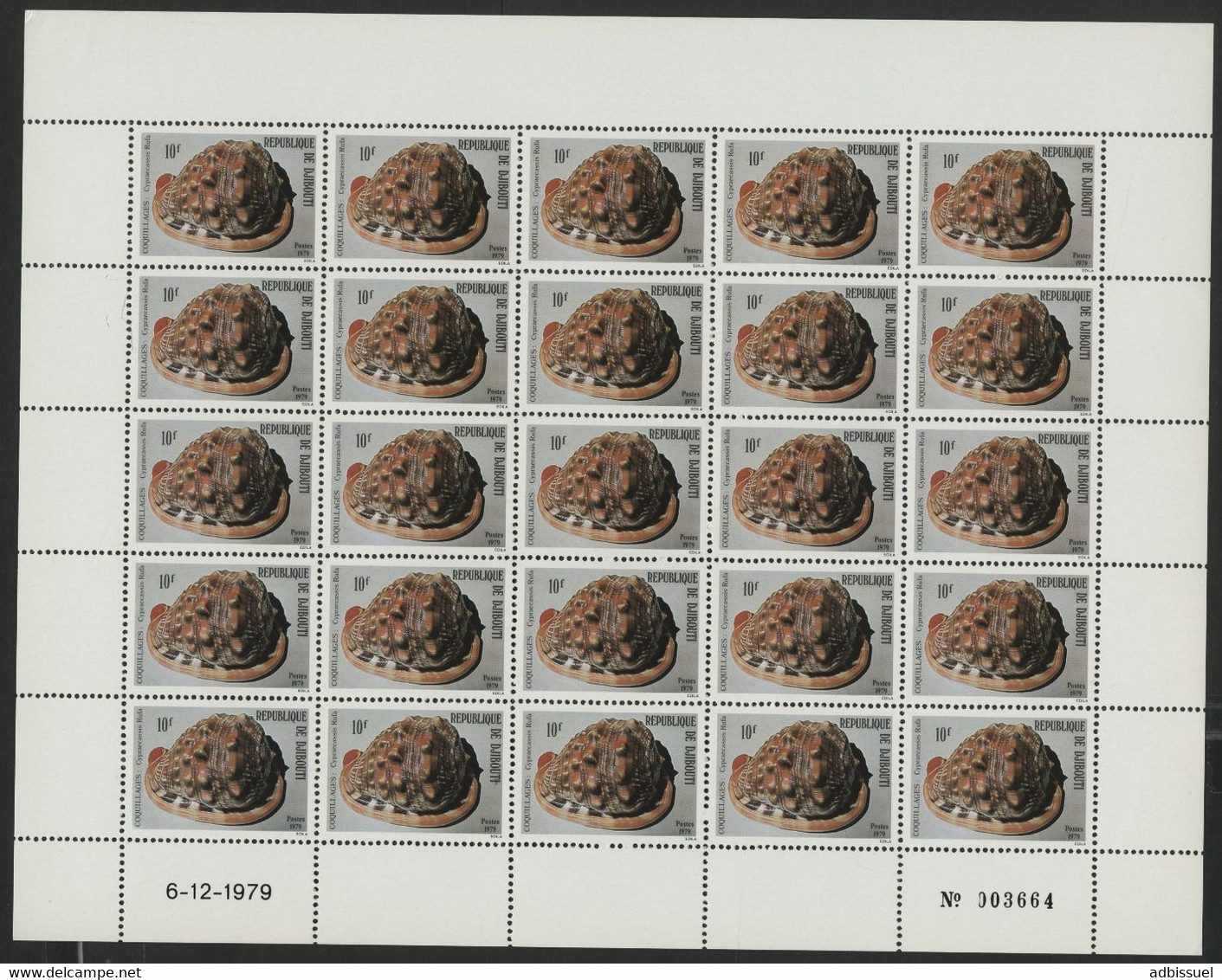 DJIBOUTI N° 512 + 514 COTE 212.5 € 2 FEUILLES De 25 EXEMPLAIRES NEUFS ** (MNH) COQUILLAGES / SEE SHELL. TB - Schelpen