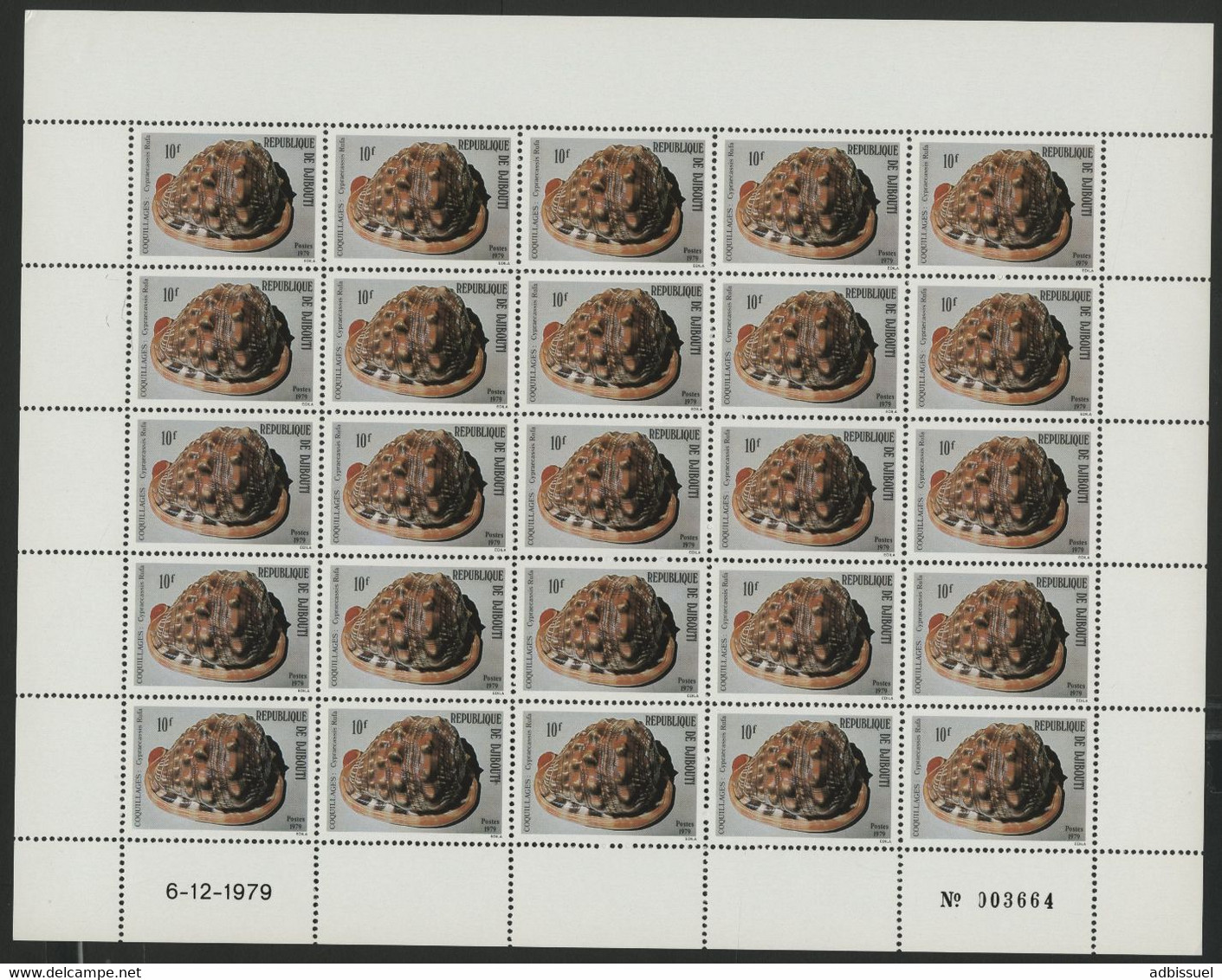 DJIBOUTI N° 512 + 514 COTE 212.5 € 2 FEUILLES De 25 EXEMPLAIRES NEUFS ** (MNH) COQUILLAGES / SEE SHELL. TB - Coneshells