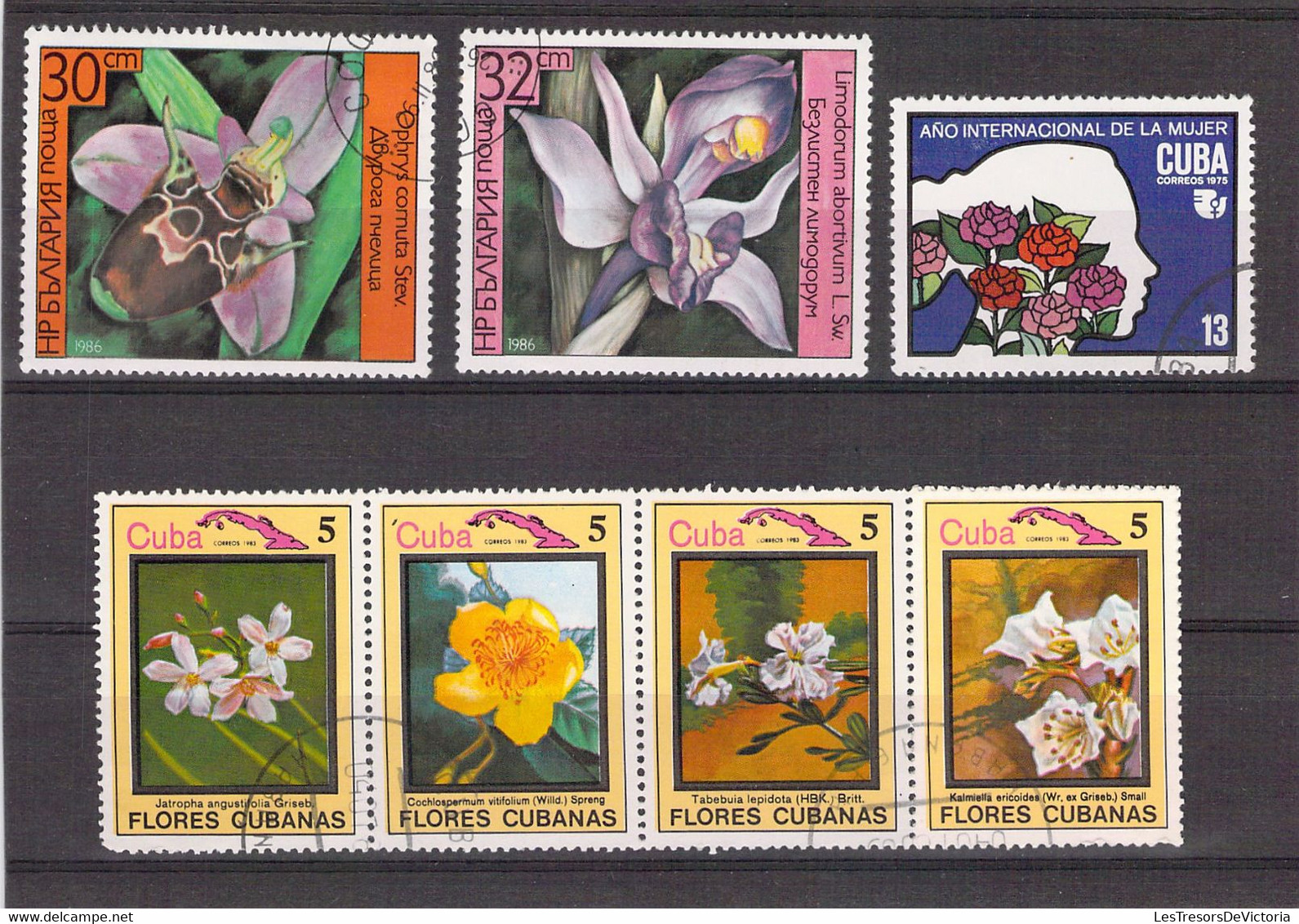 Lot De Timbres Thème Fleurs Orchidées -  S Tomé E Principe - Cuba - Indonésie Etc. - Orchidées