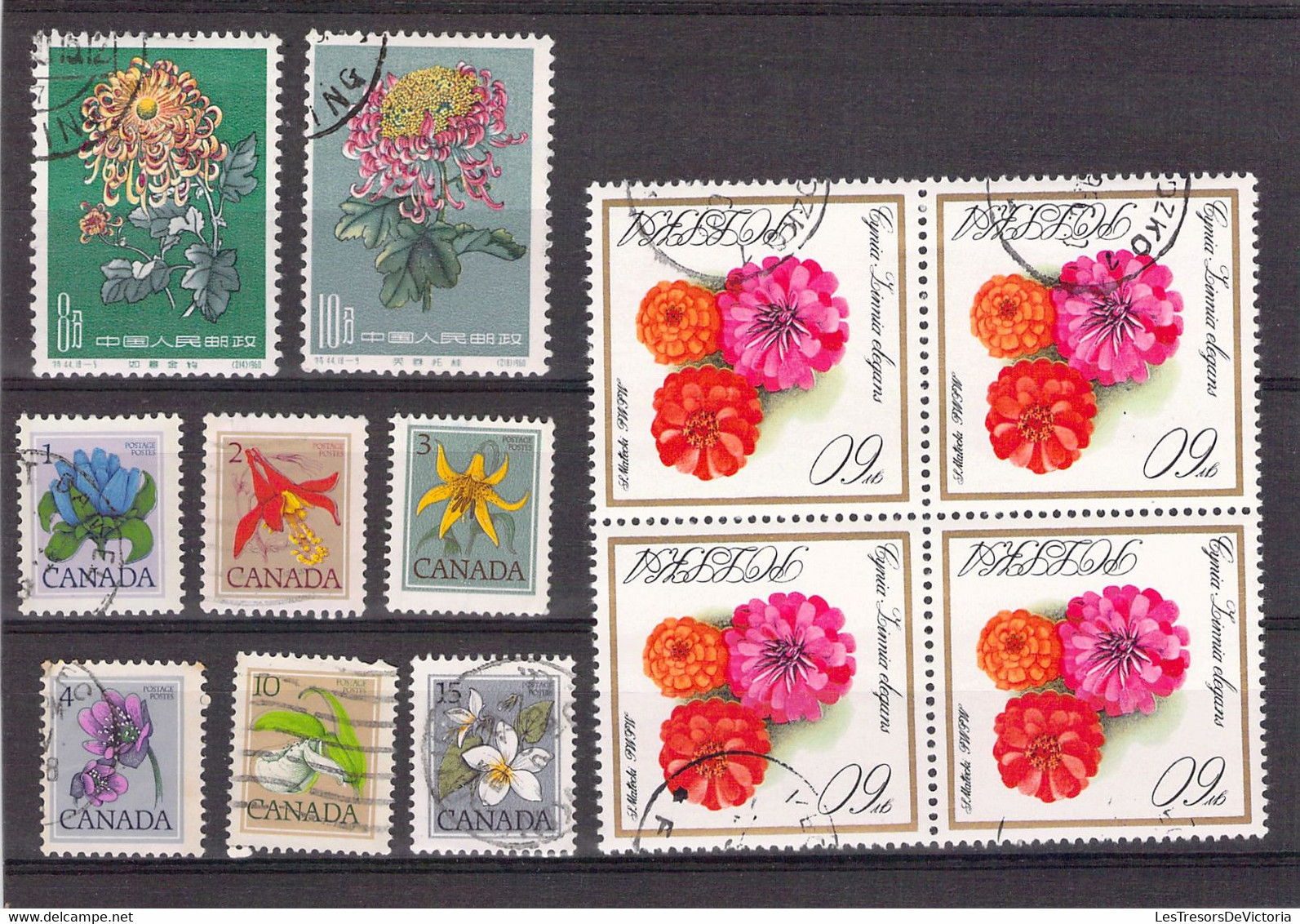 Lot De Timbres Thème Fleurs -  Pologne - Canada - Chine Etc. - Autres & Non Classés