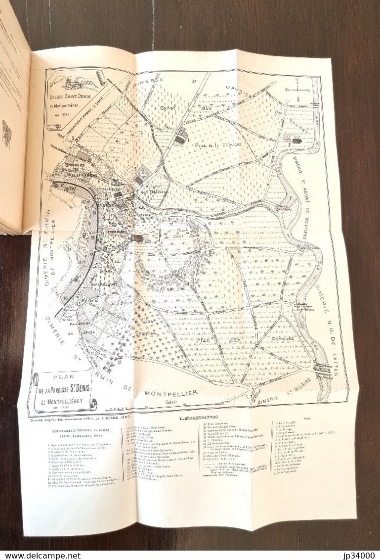 LA PAROISSE SAINT-DENIS DE MONTPELLIER Par L. Guiraud (1887) Grand Plan Dépliable - Languedoc-Roussillon