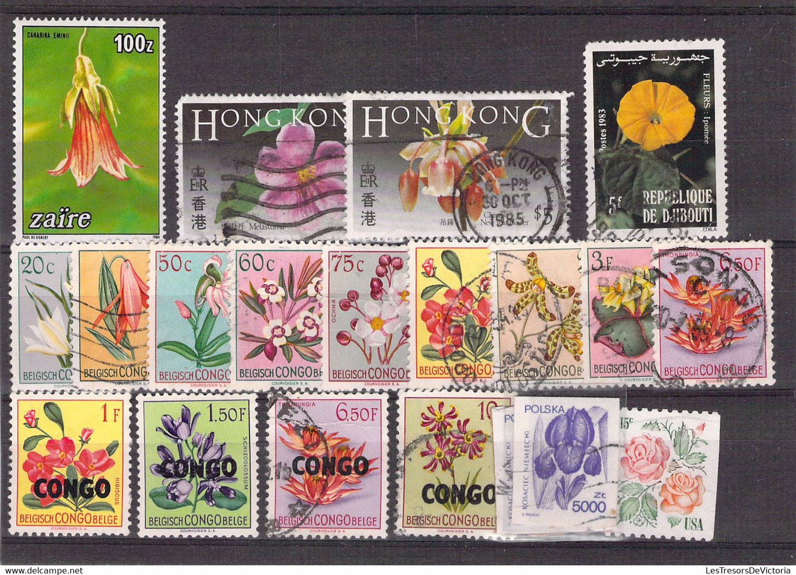 Lot De Timbres Thème Fleurs -  Chine - Congo Belge - Nicaragua  - Cuba Etc. - Other & Unclassified